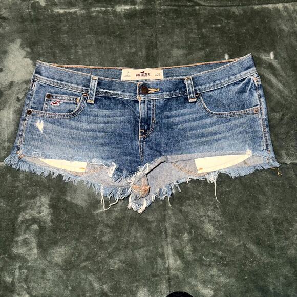 Hollister Cutoff Micro Mini Shorts Women’s 28W Blue Denim 5-Pockets Medium Wash - Picture 1 of 8